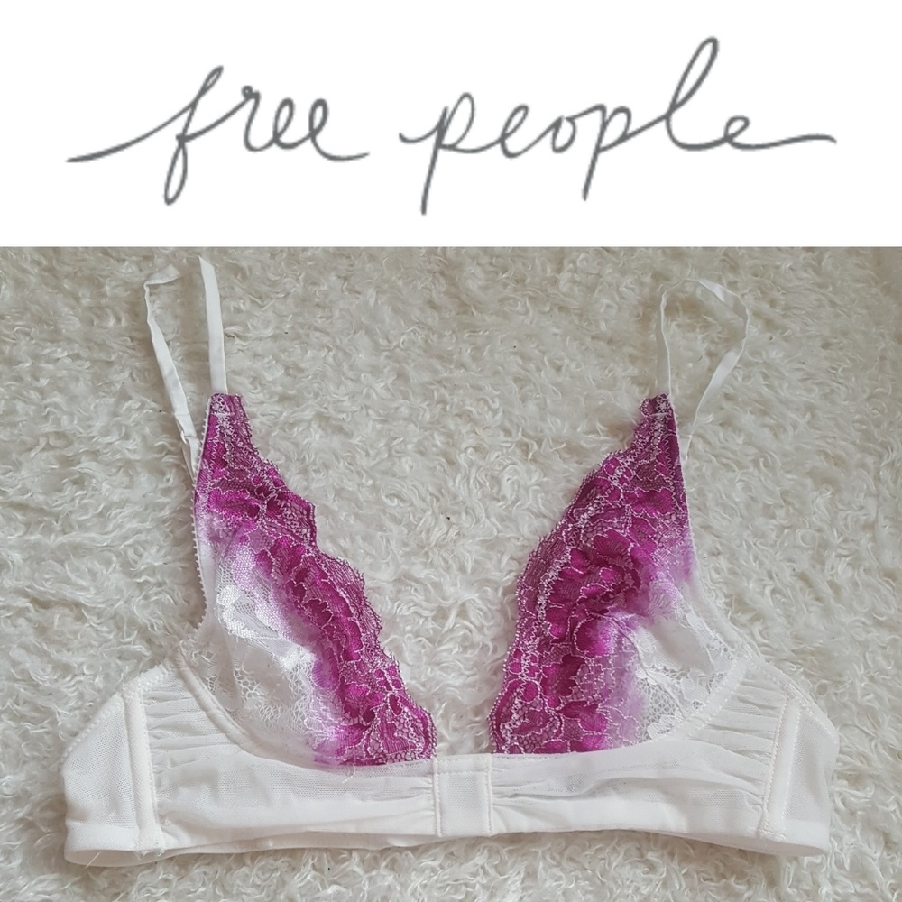 NWOT Free People Pink White Lace Underwire Bra